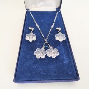 Vintage Gorham Sterling Silver Chain with Double Crystal Snowflake Necklace